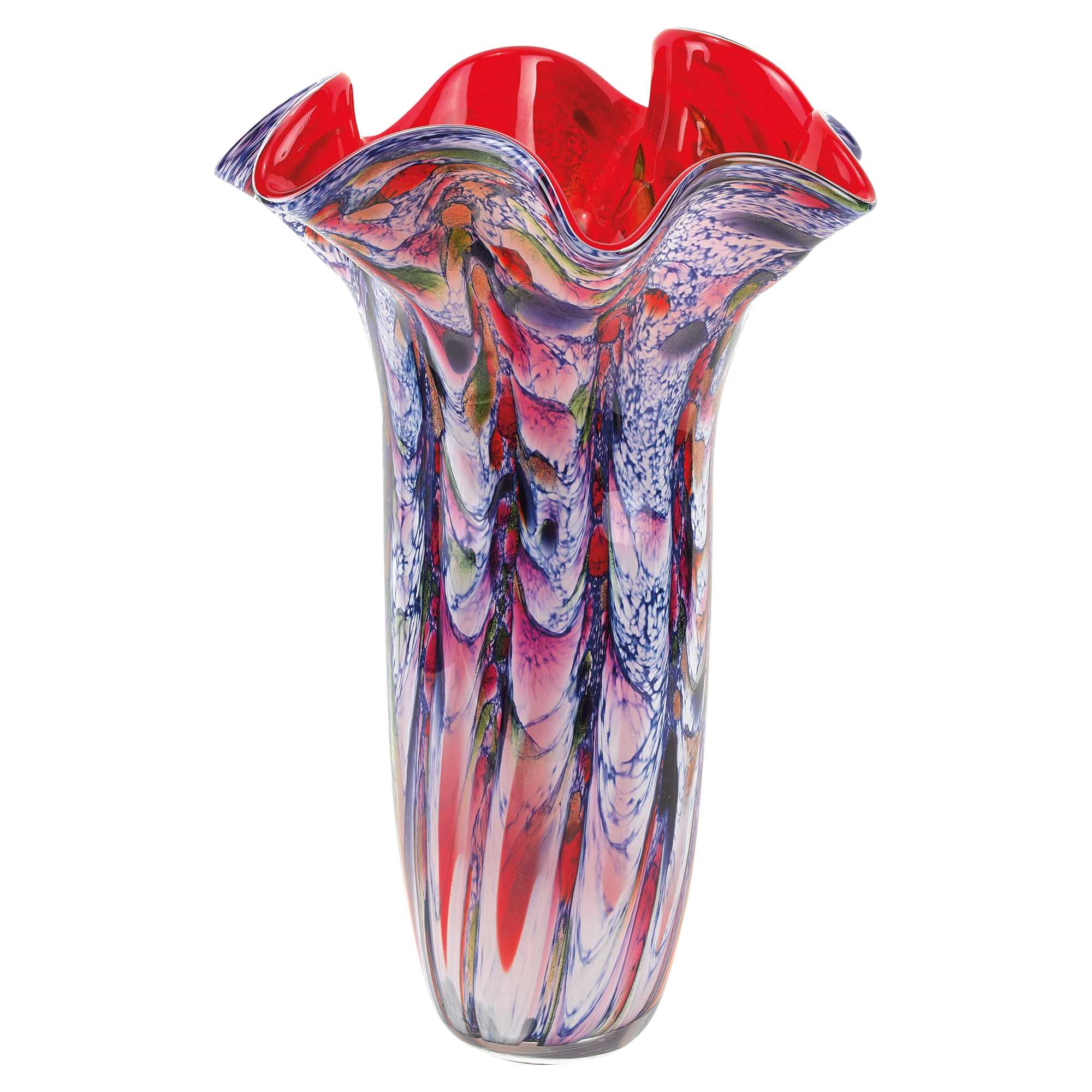 Red And White Cylinder Crystal Glass Table Vase By Homeroots - Image 2