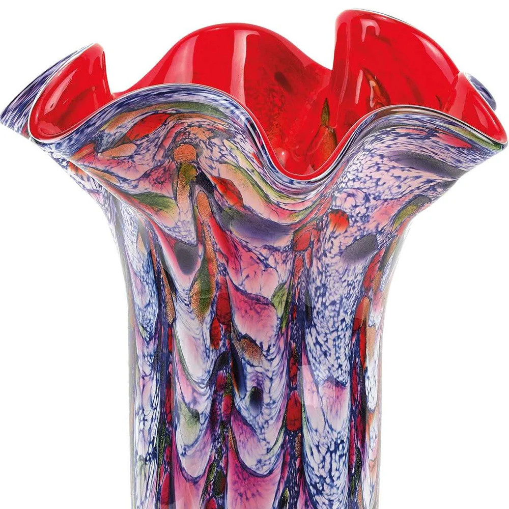 Red And White Cylinder Crystal Glass Table Vase By Homeroots - Image 4