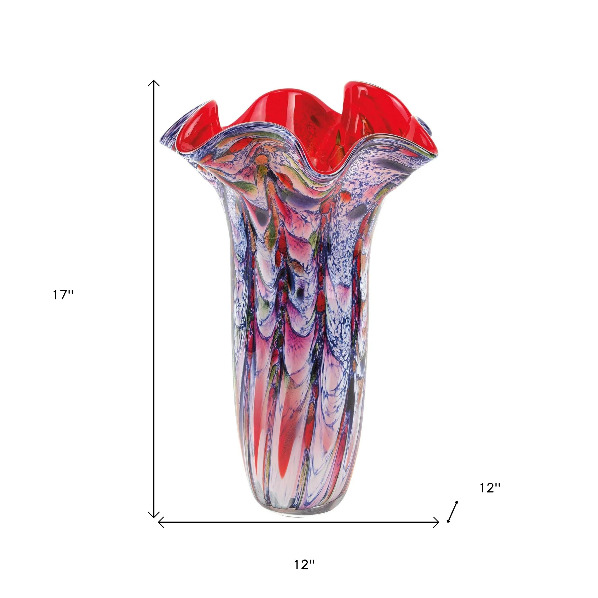 Red And White Cylinder Crystal Glass Table Vase By Homeroots - Image 5