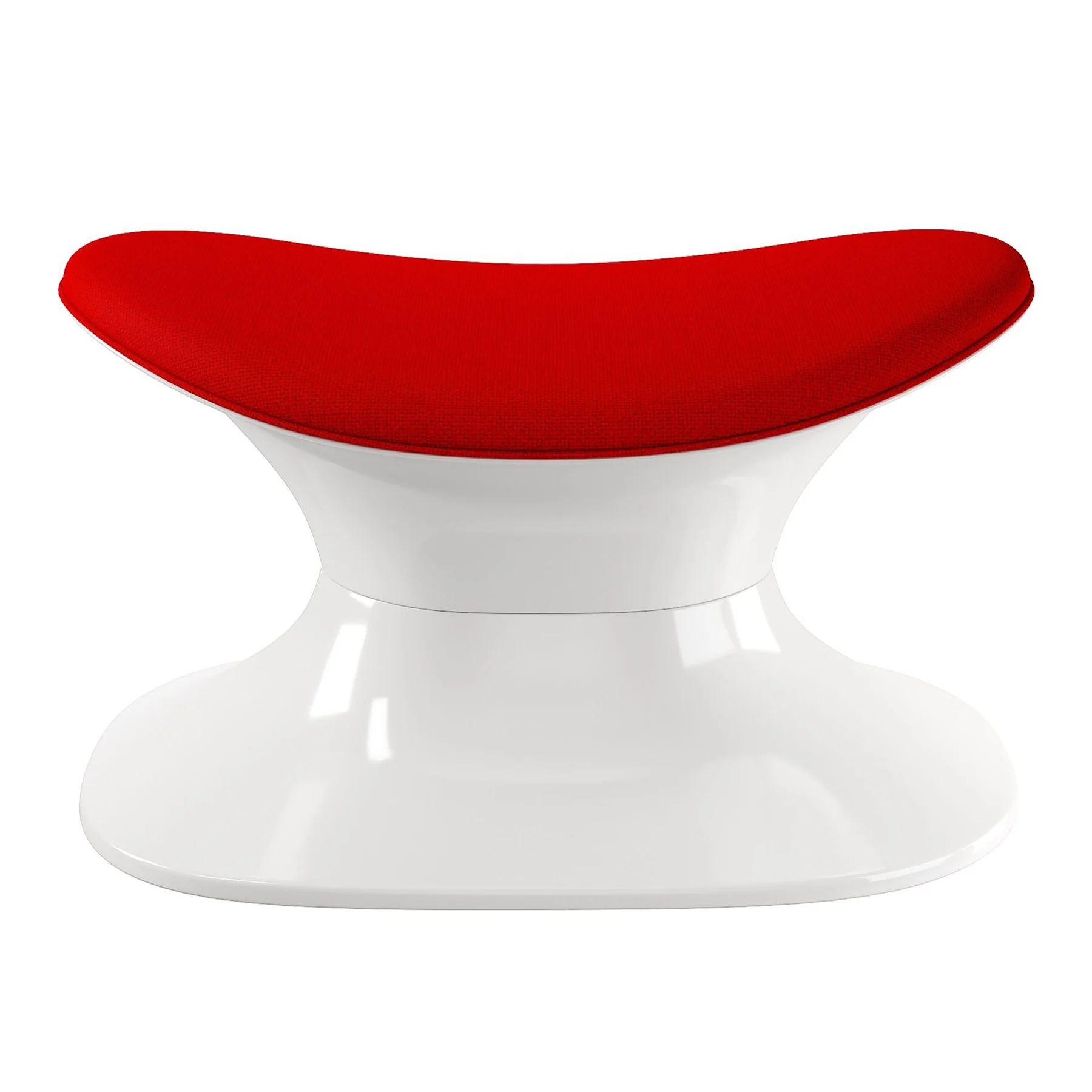 Red and White Wool And Fiberglass Contempo Footstool Ottoman By Homeroots - Image 2