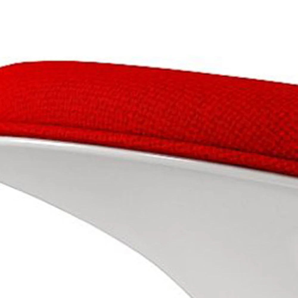 Red and White Wool And Fiberglass Contempo Footstool Ottoman By Homeroots - Image 5