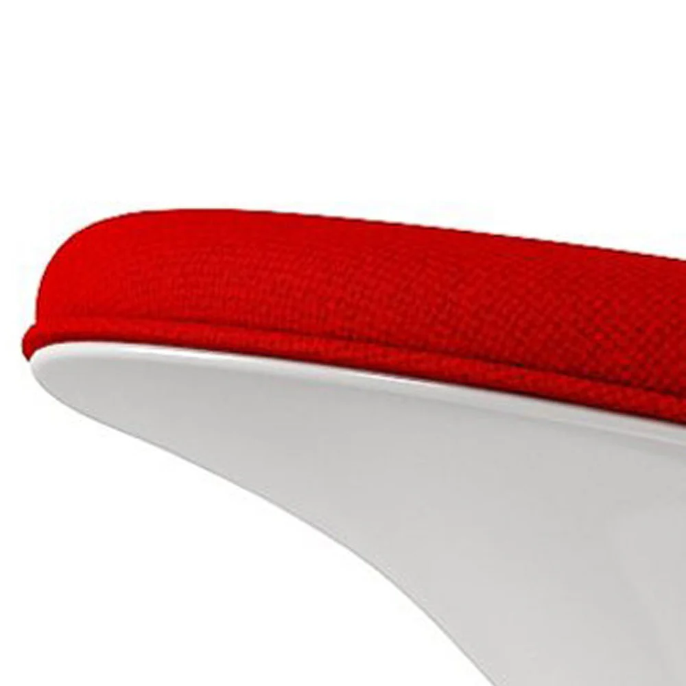 Red and White Wool And Fiberglass Contempo Footstool Ottoman By Homeroots - Image 6