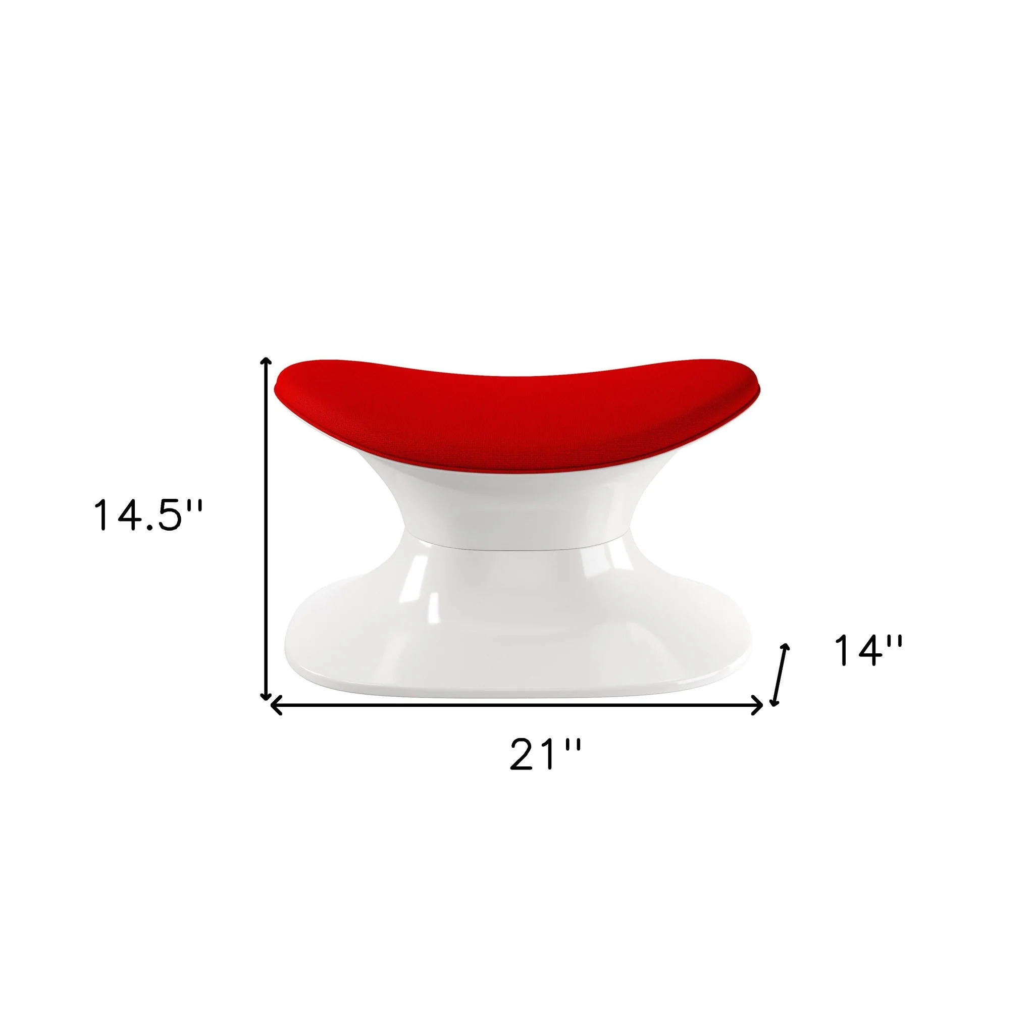 Red and White Wool And Fiberglass Contempo Footstool Ottoman By Homeroots - Image 7