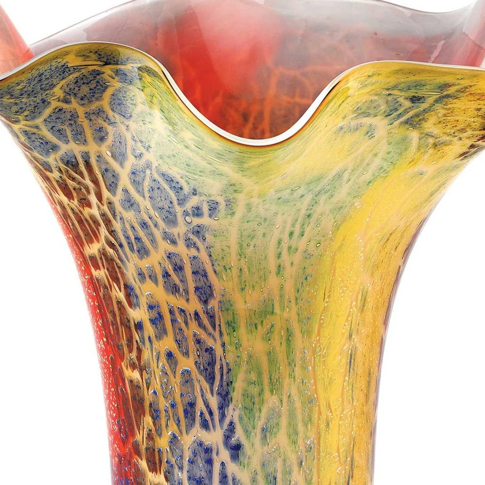 Red and Yellow Glass Abstract Novelty Table Vase By Homeroots - Image 3