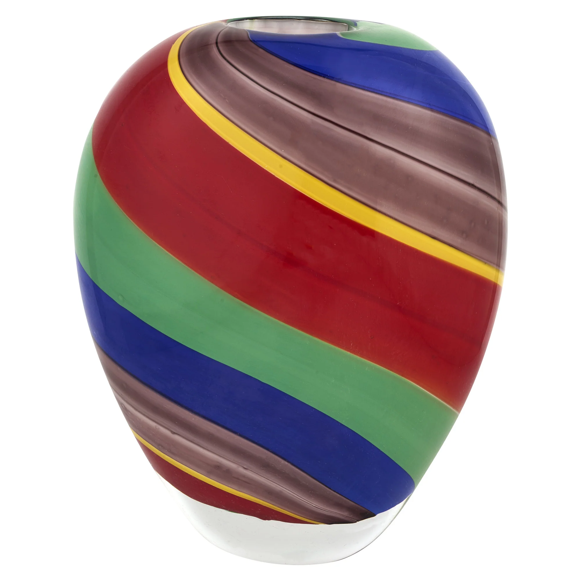 Red Blue and Green Striped Round Glass Table Vase By Homeroots - Image 5