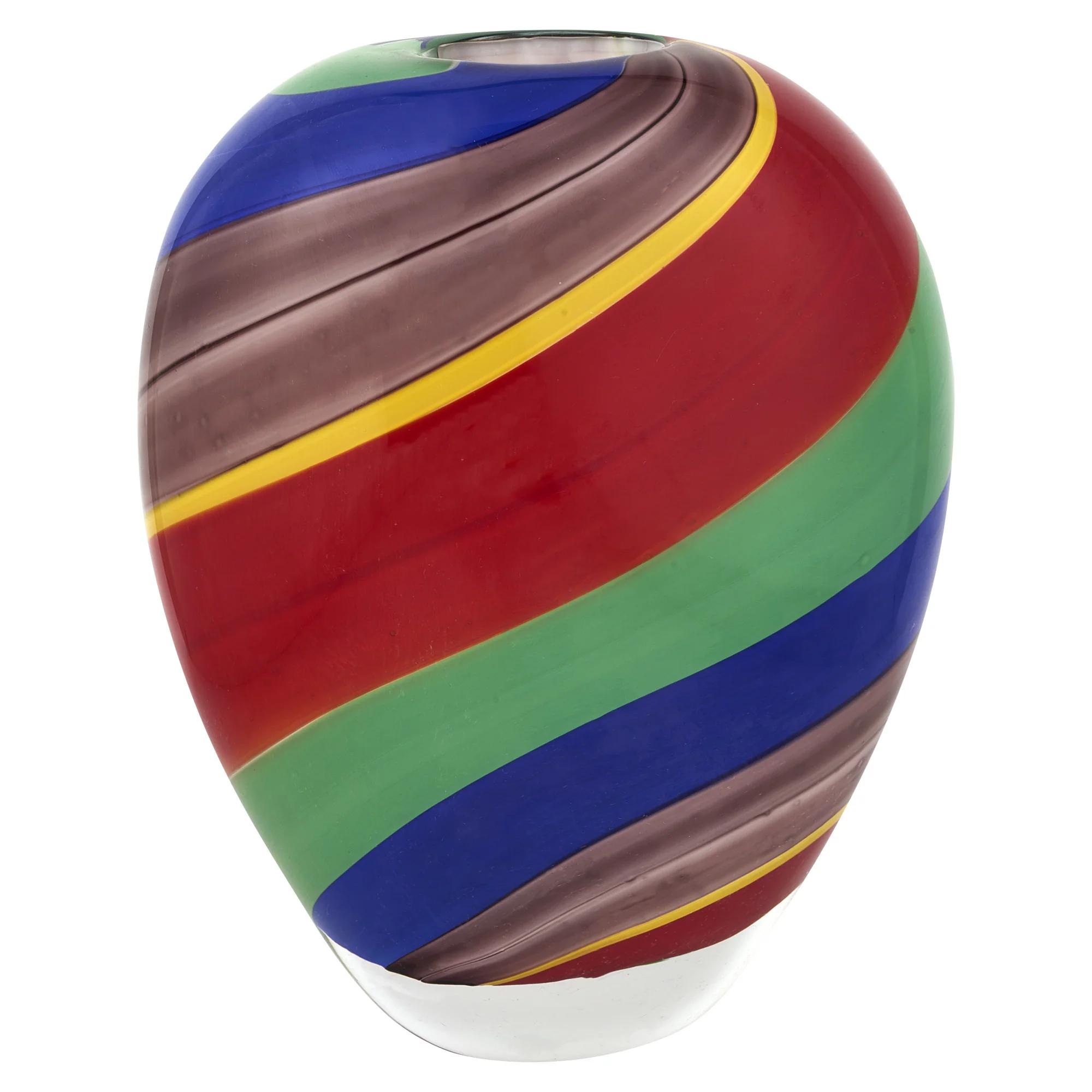 Red Blue and Green Striped Round Glass Table Vase By Homeroots - Image 6