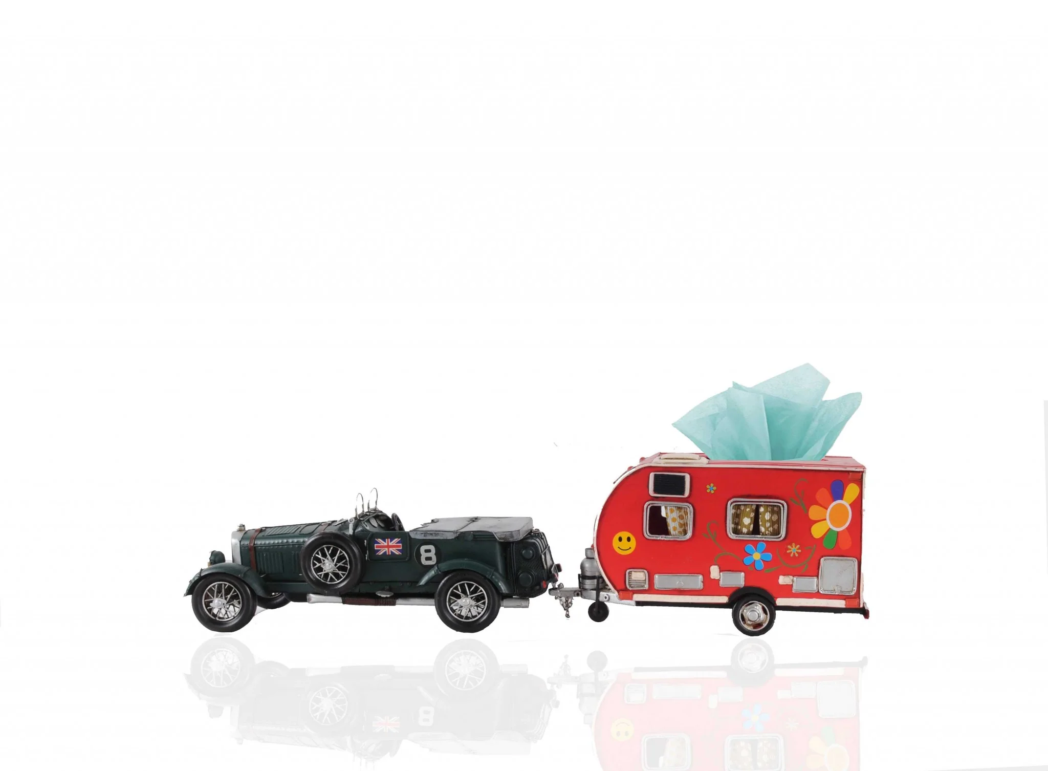 Red Camper Trailer Model Tissue Holder By Homeroots - Image 2