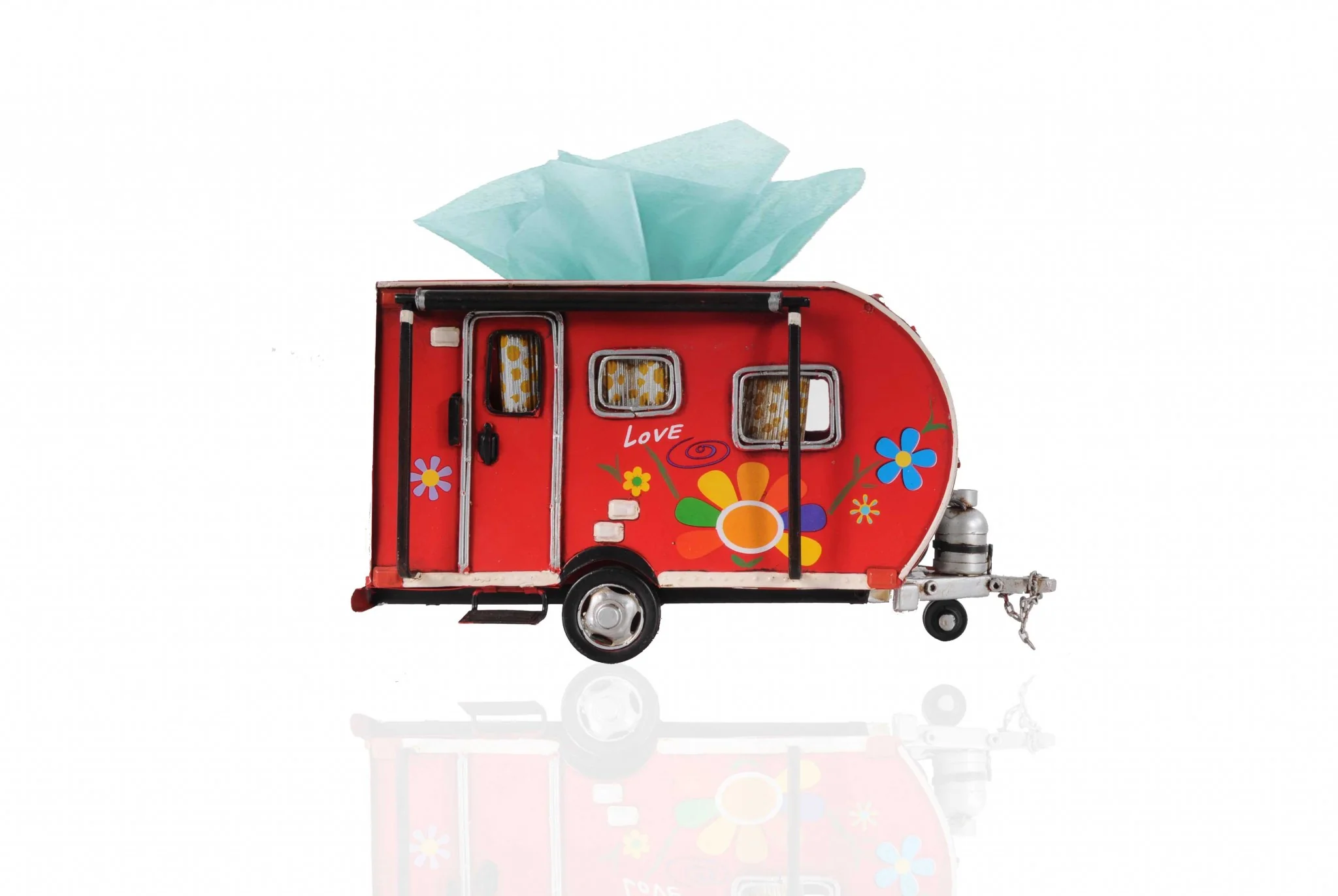 Red Camper Trailer Model Tissue Holder By Homeroots - Image 3