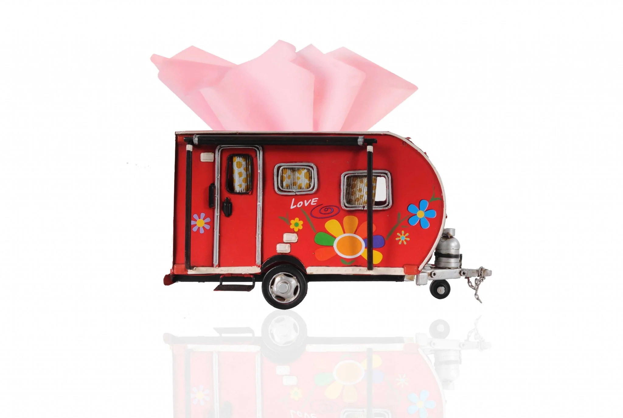 Red Camper Trailer Model Tissue Holder By Homeroots - Image 4