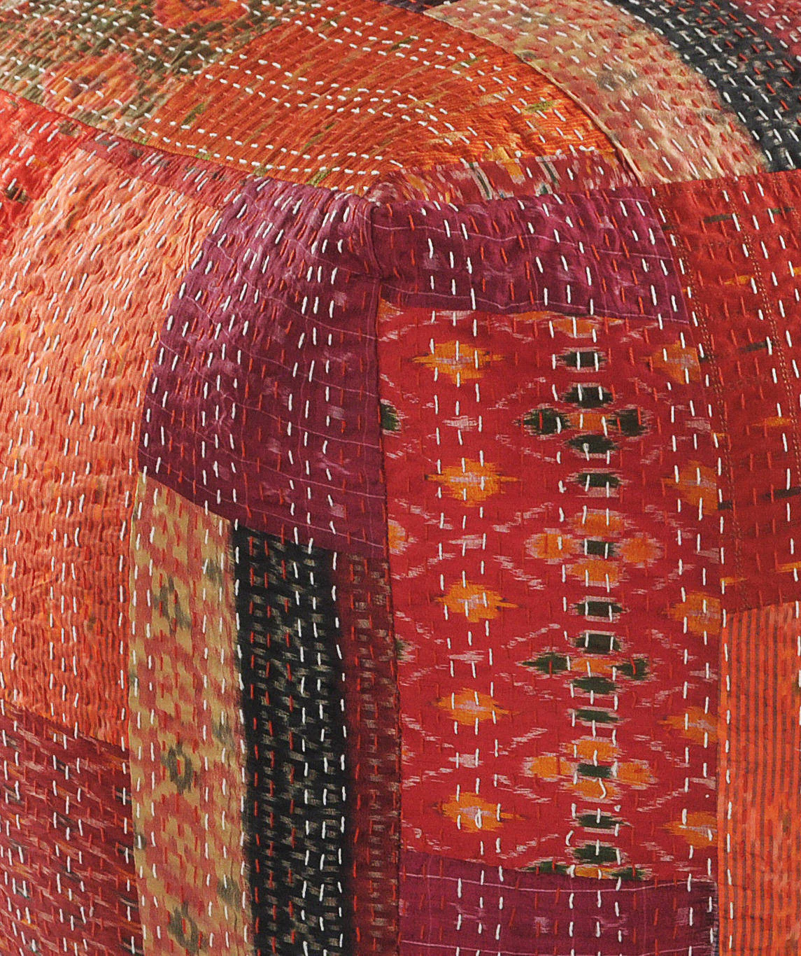 Red Cotton Blend Ottoman By Homeroots - Image 3