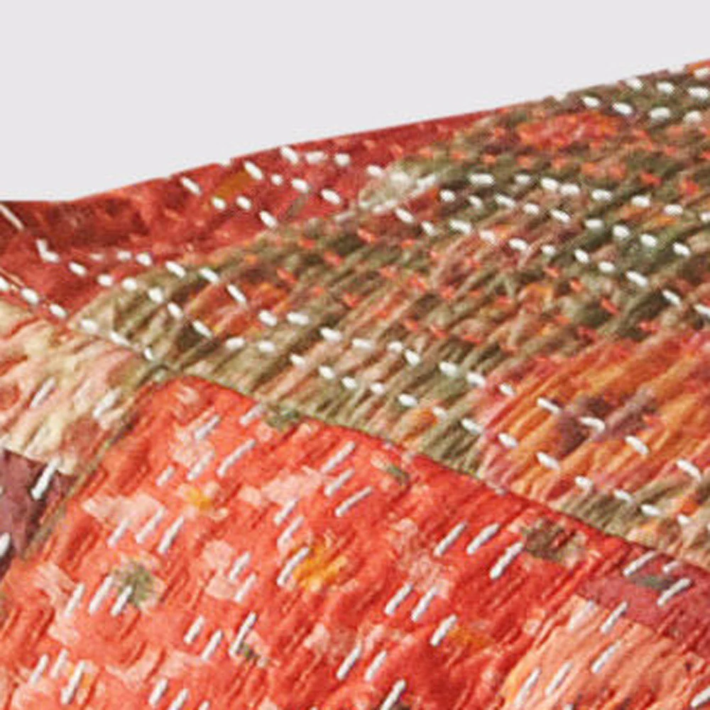 Red Cotton Blend Ottoman By Homeroots - Image 4