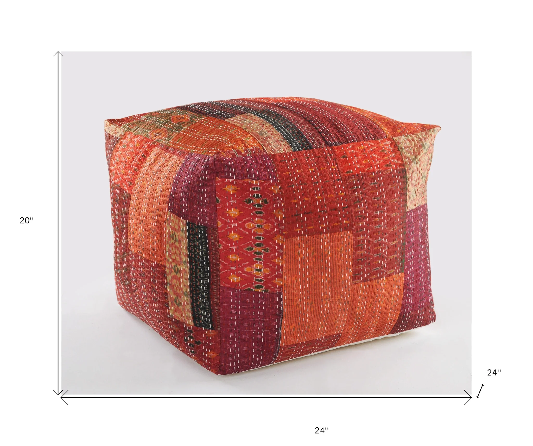 Red Cotton Blend Ottoman By Homeroots - Image 6
