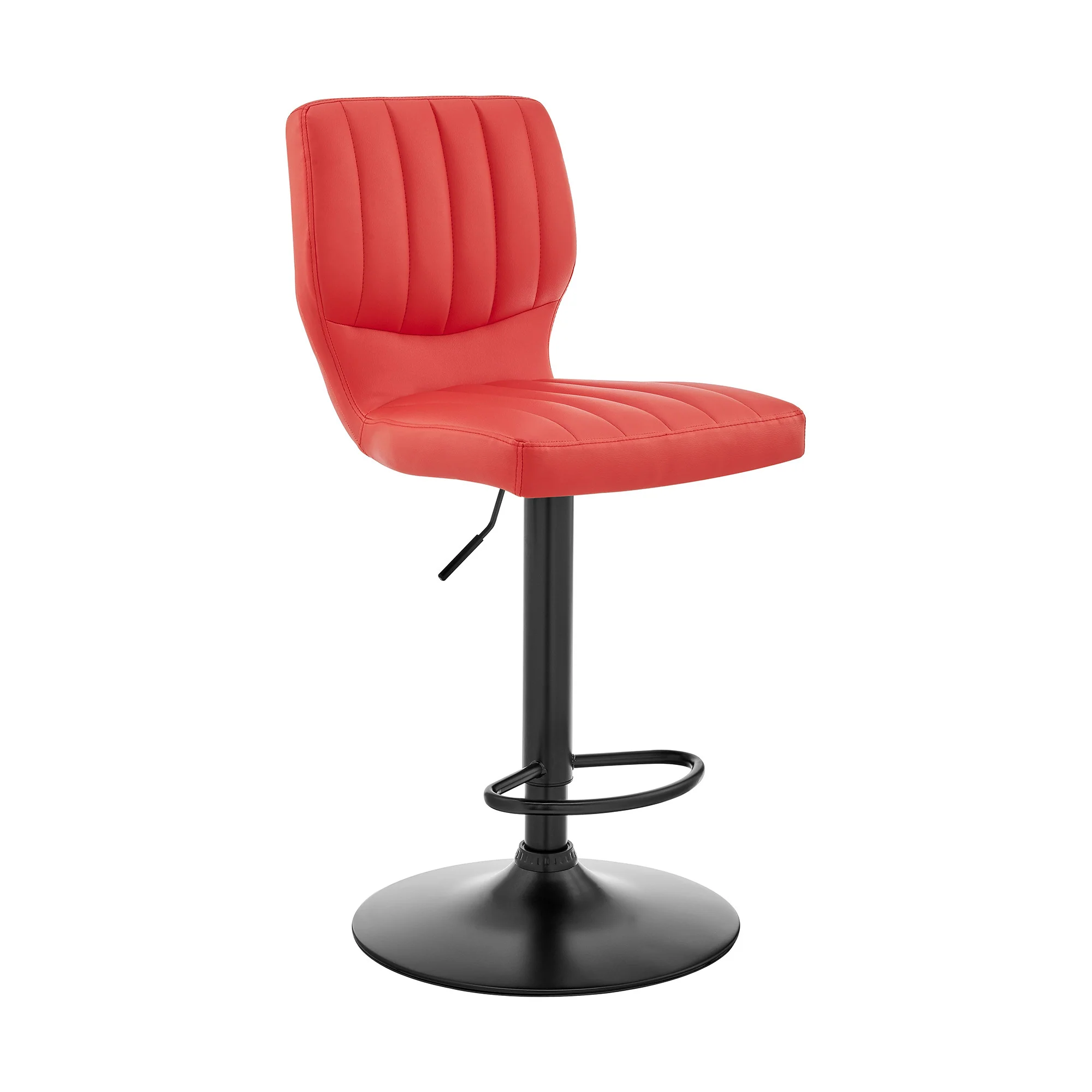 Red Faux Leather Textured Adjustable Bar Stool By Homeroots - Image 2