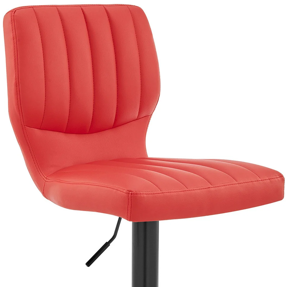 Red Faux Leather Textured Adjustable Bar Stool By Homeroots - Image 3