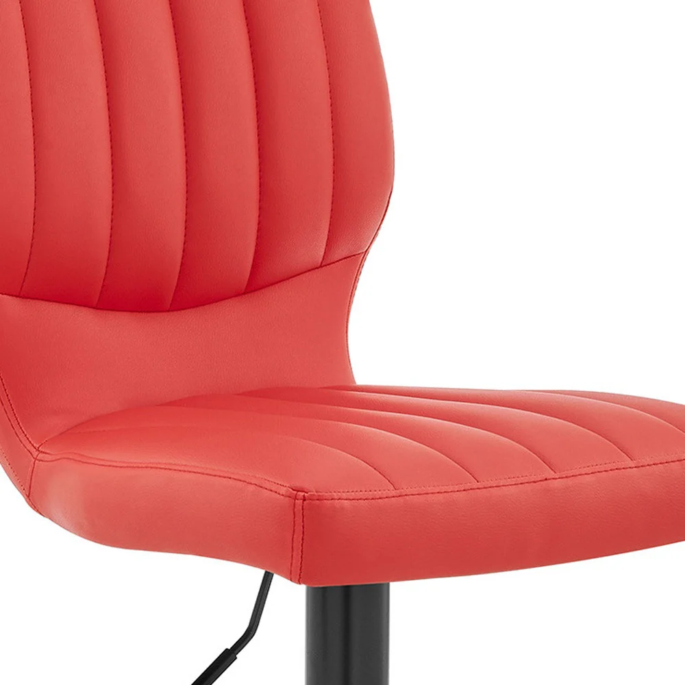 Red Faux Leather Textured Adjustable Bar Stool By Homeroots - Image 4