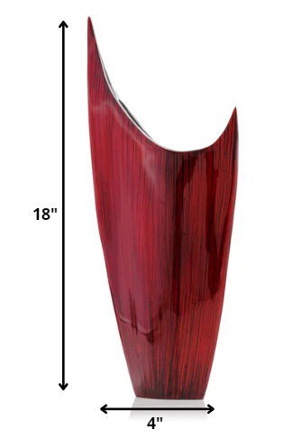 Red Glaze and Silver Pointed Vase By Homeroots - Image 2