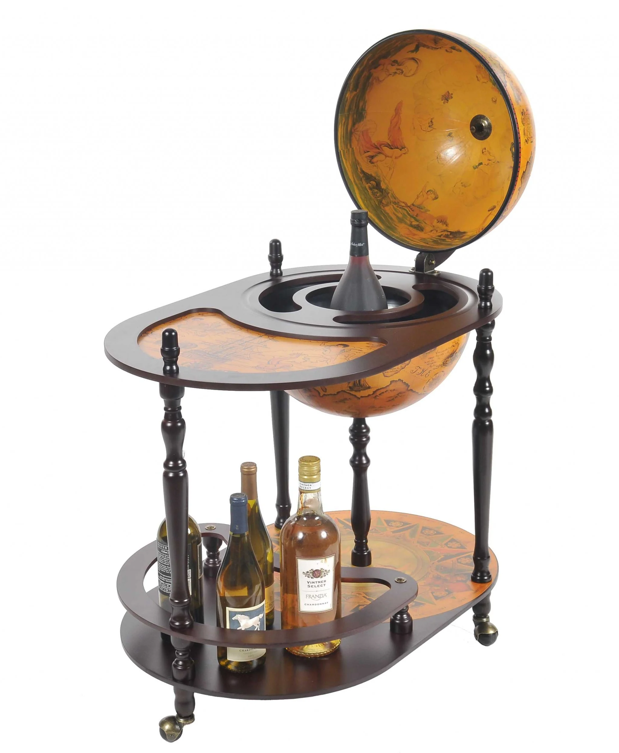 Red Globe Drink Trolley By Homeroots - Image 2