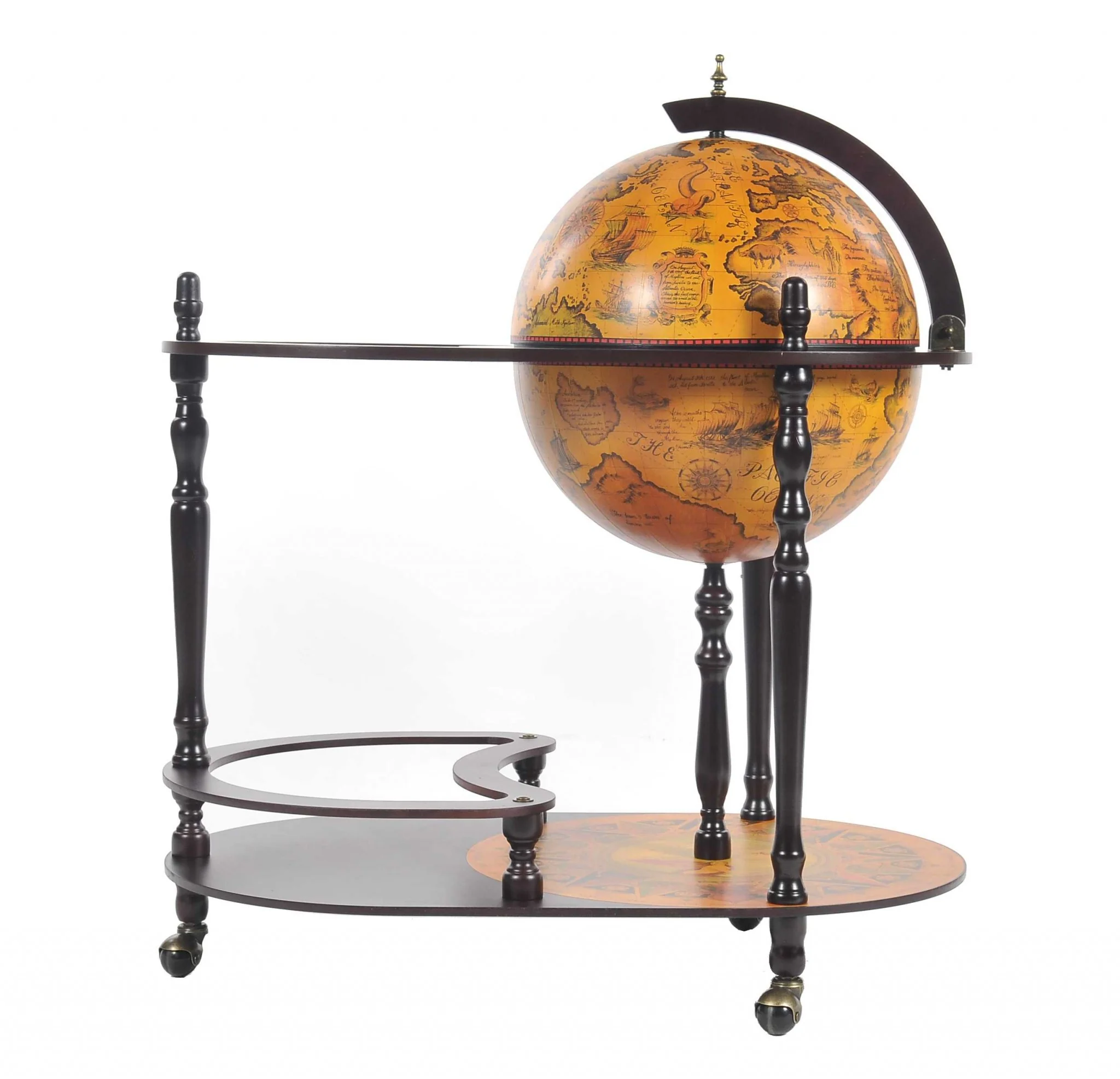 Red Globe Drink Trolley By Homeroots - Image 3