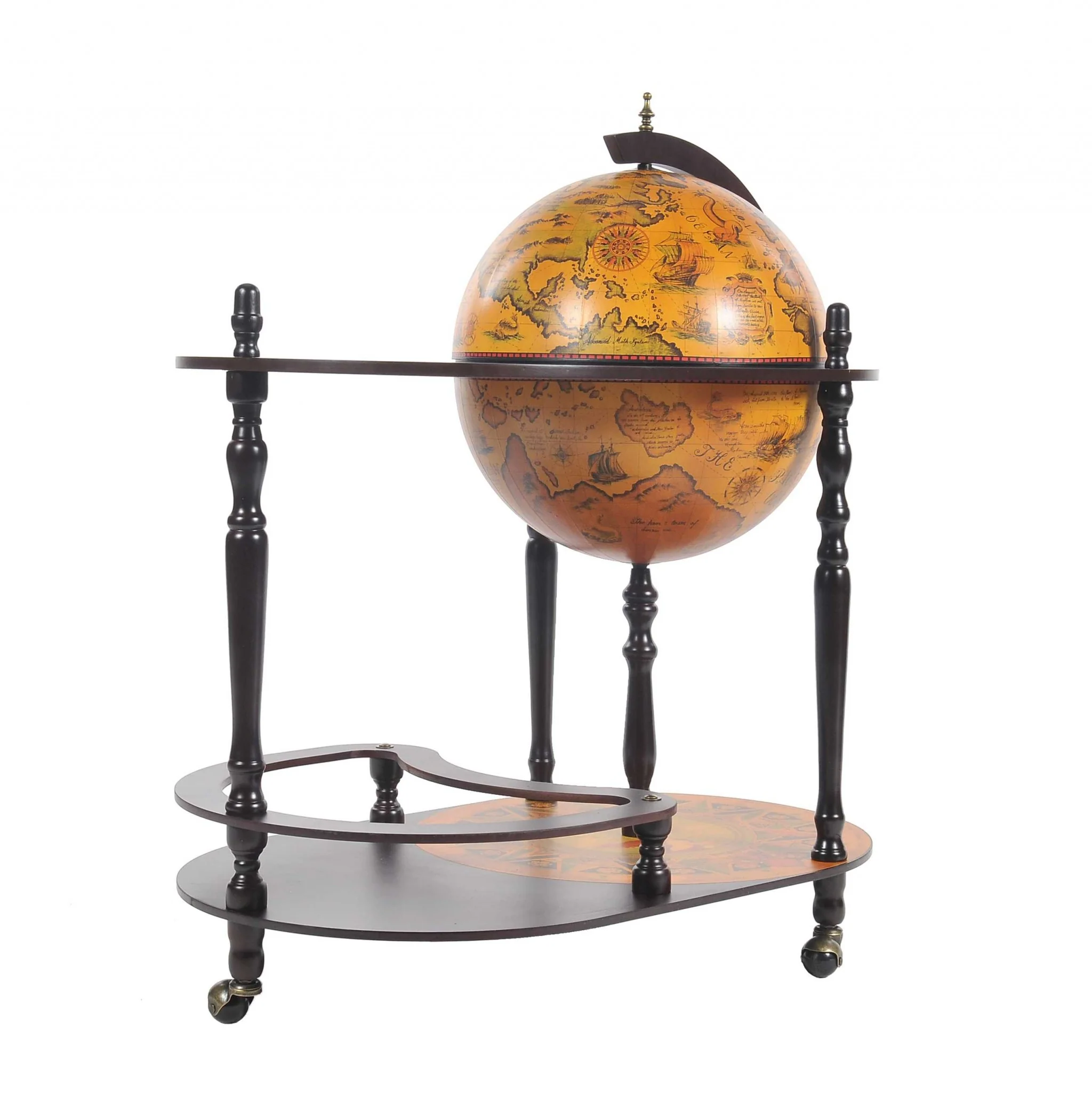 Red Globe Drink Trolley By Homeroots - Image 4