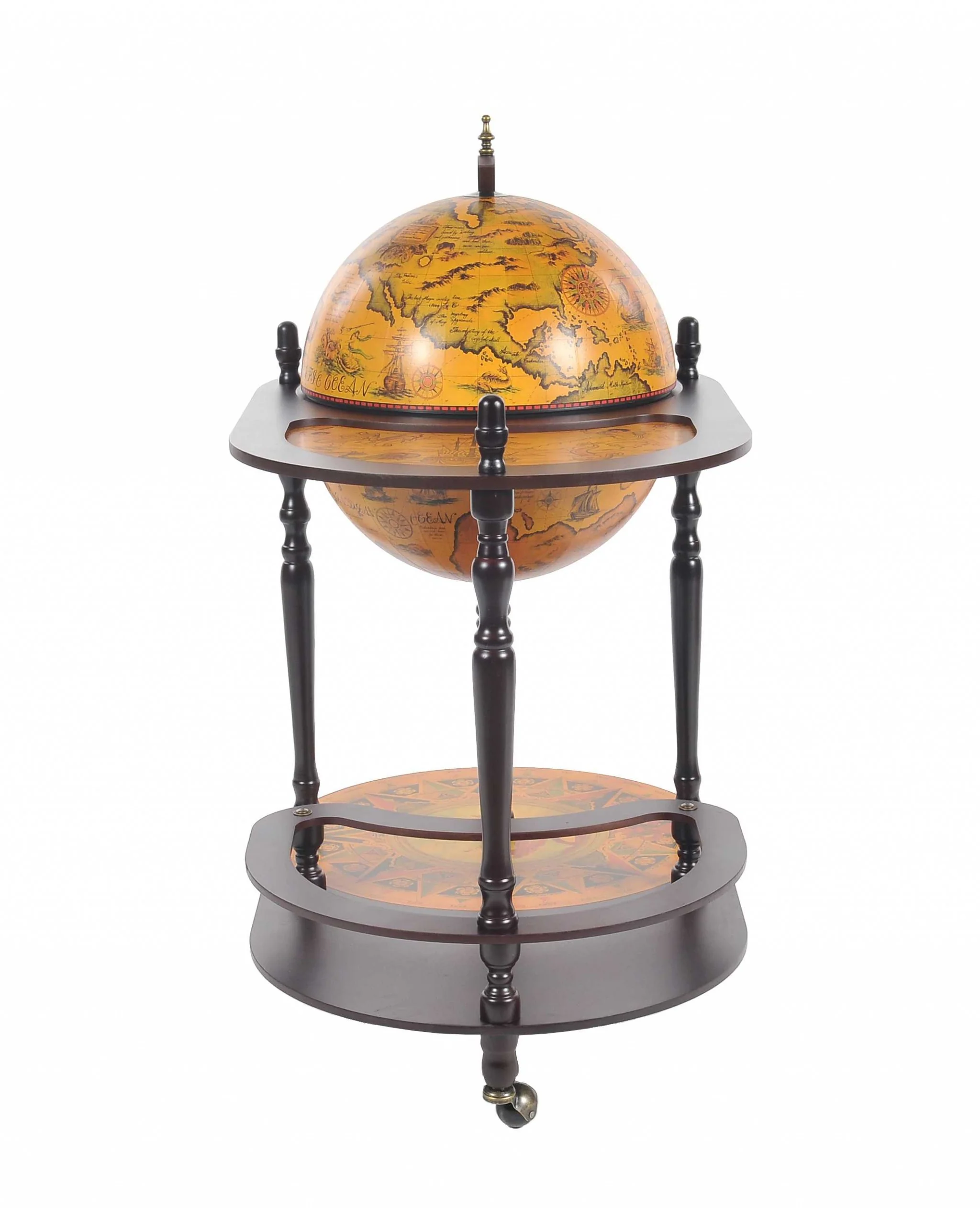 Red Globe Drink Trolley By Homeroots - Image 5