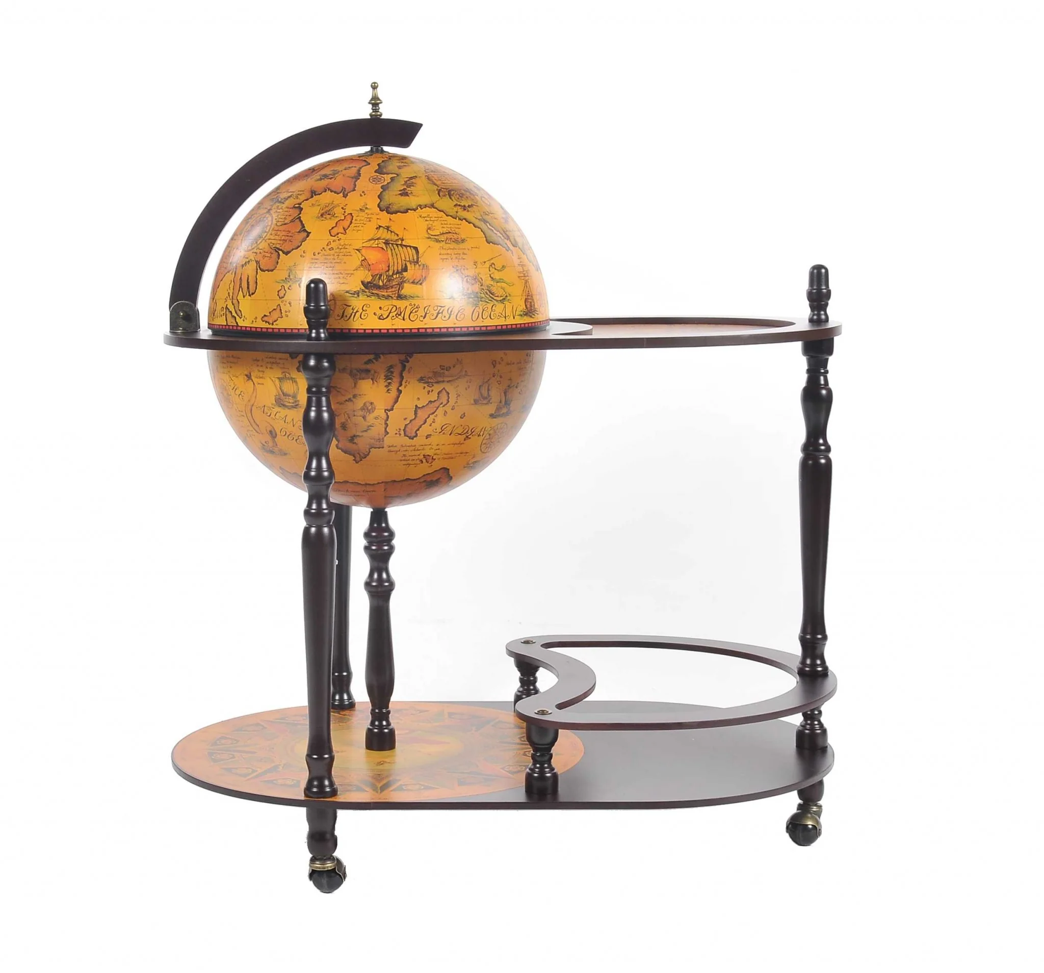 Red Globe Drink Trolley By Homeroots - Image 6