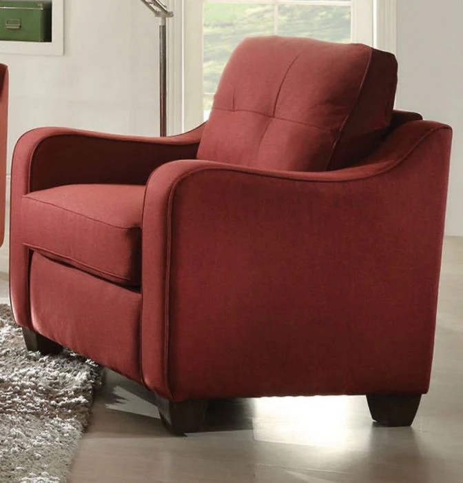 Red Linen Chair By Homeroots - 285666 - Image 3