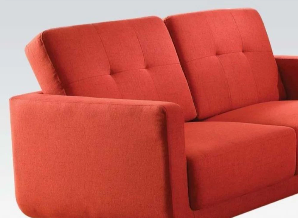 Red Linen Loveseat By Homeroots - Image 4