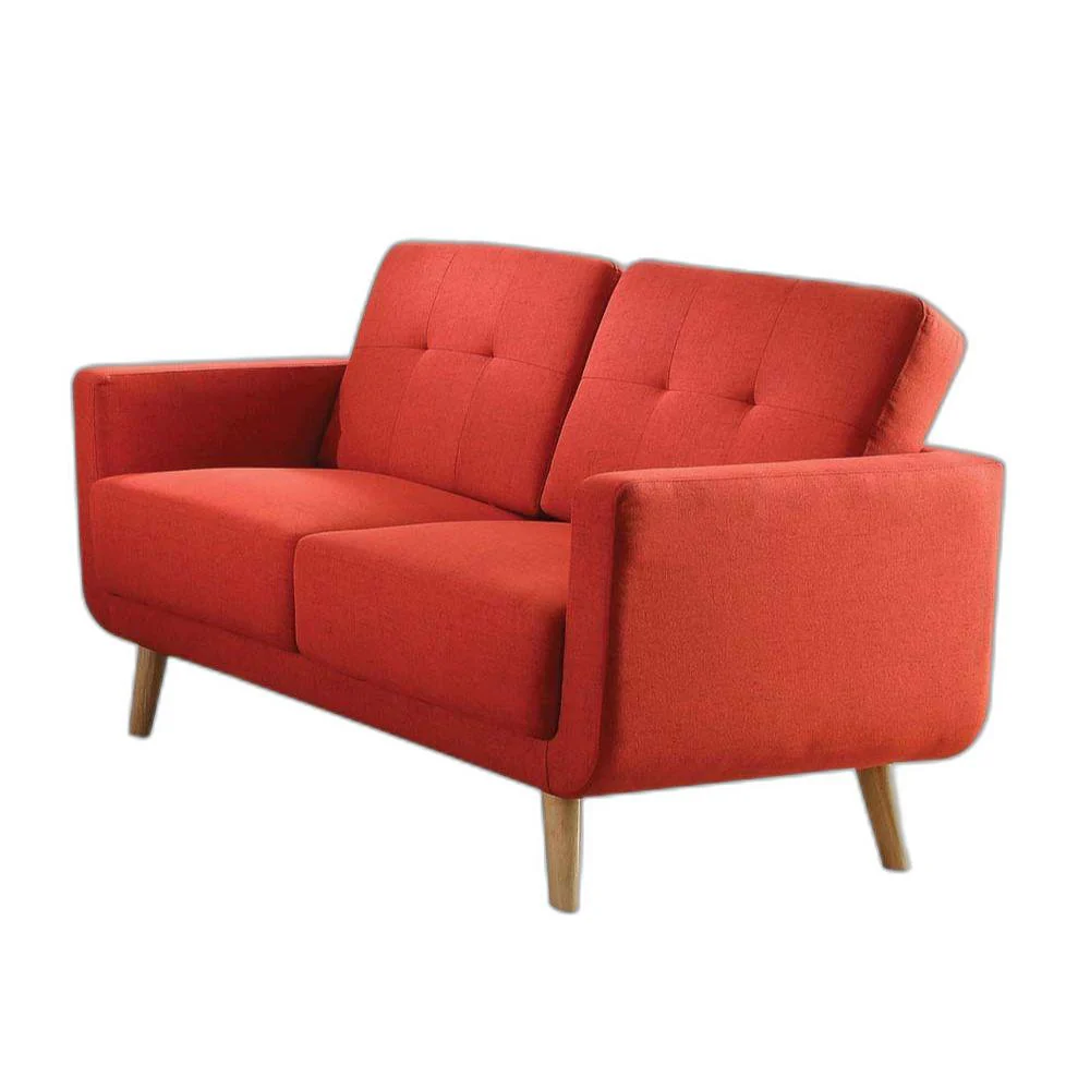 Red Linen Loveseat By Homeroots - Image 5