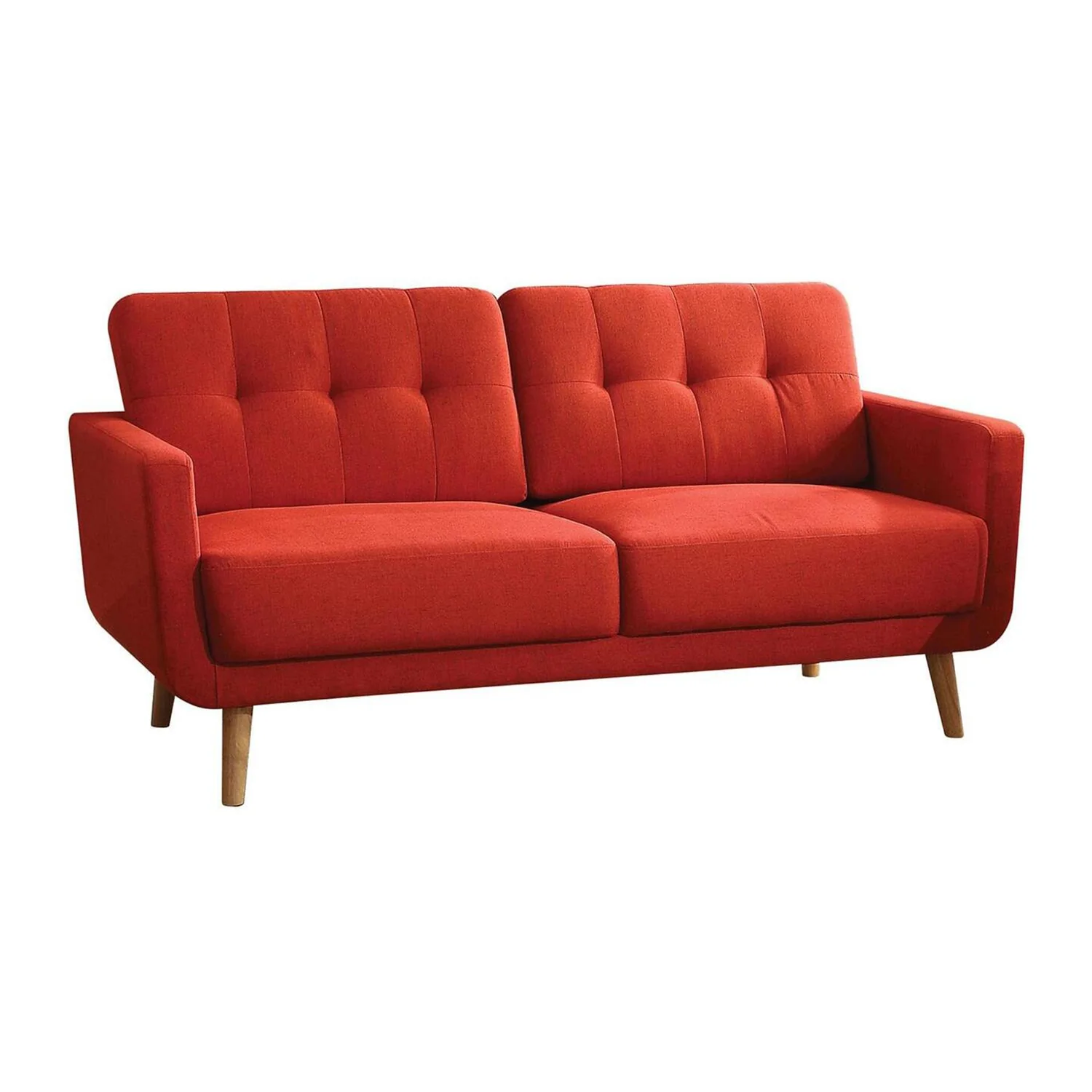 Red Linen Sofa By Homeroots - Image 2
