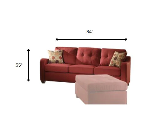 Red Linen Sofa With Pillows By Homeroots - Image 4