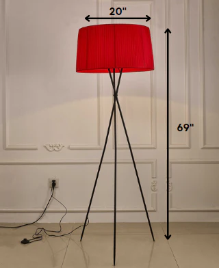 Red Metal Floor Lamp By Homeroots - Image 3