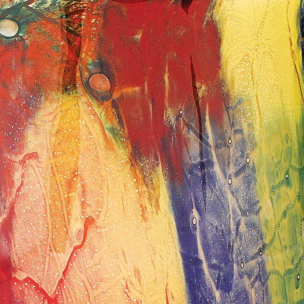 Red Purple And Yellow Abstract Oval Murano Glass Table Vase By Homeroots - Image 5