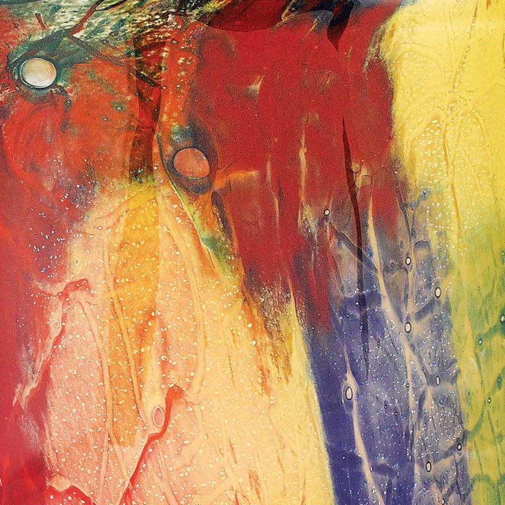 Red Purple And Yellow Abstract Oval Murano Glass Table Vase By Homeroots - Image 6