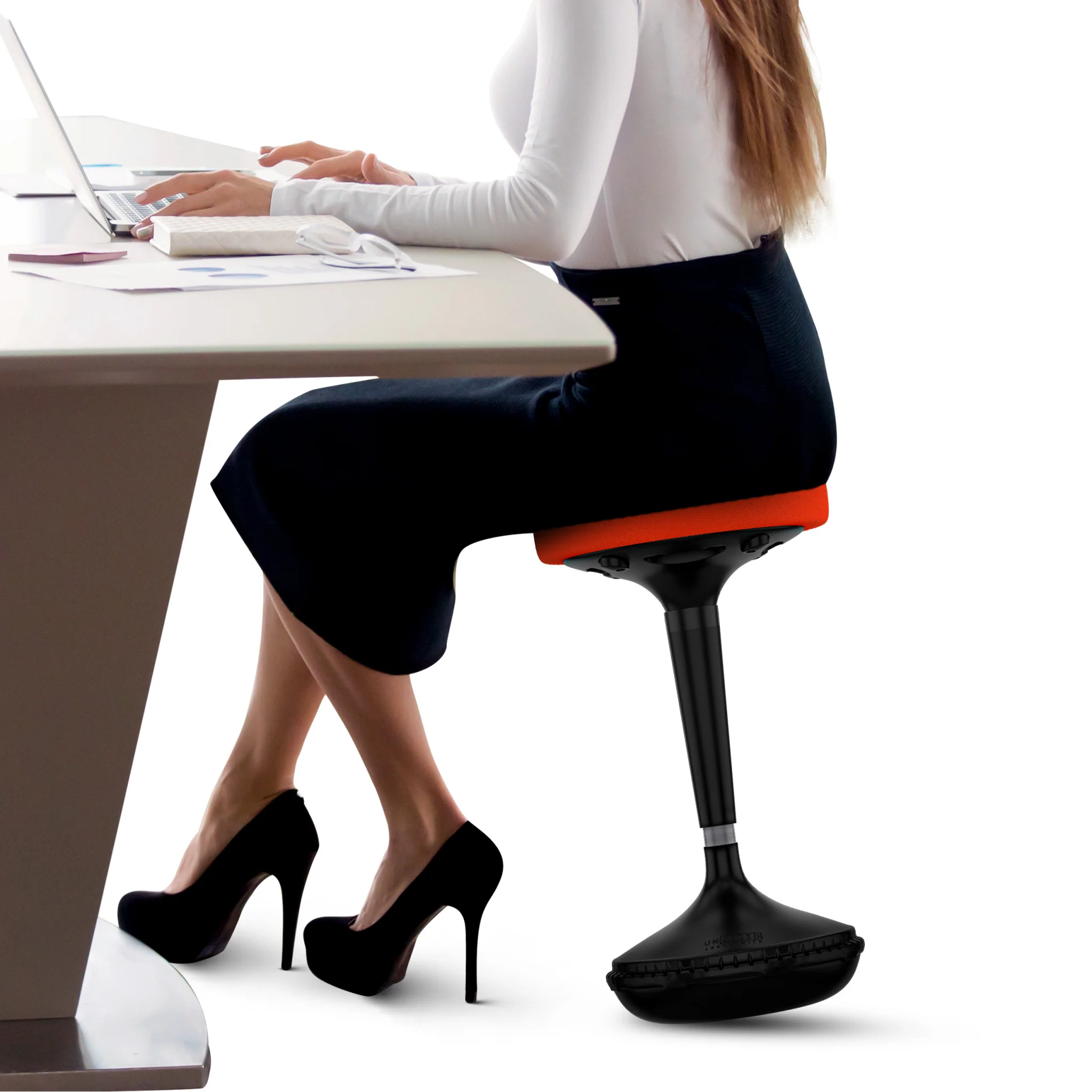Red Tall Swivel Active Balance Chair By Homeroots - Image 4