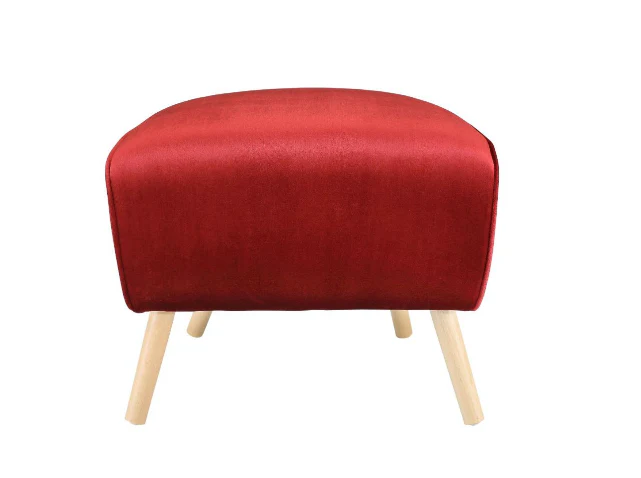 Red Velvet Fabric Ottoman By Homeroots - Image 3