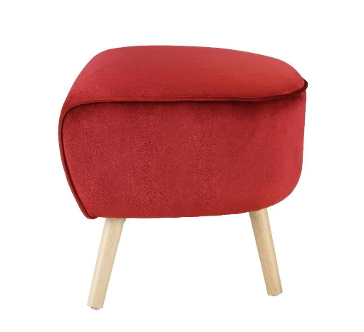 Red Velvet Fabric Ottoman By Homeroots - Image 4