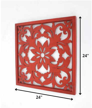 Red Vintage Floral - Wall Plaque By Homeroots - Image 2