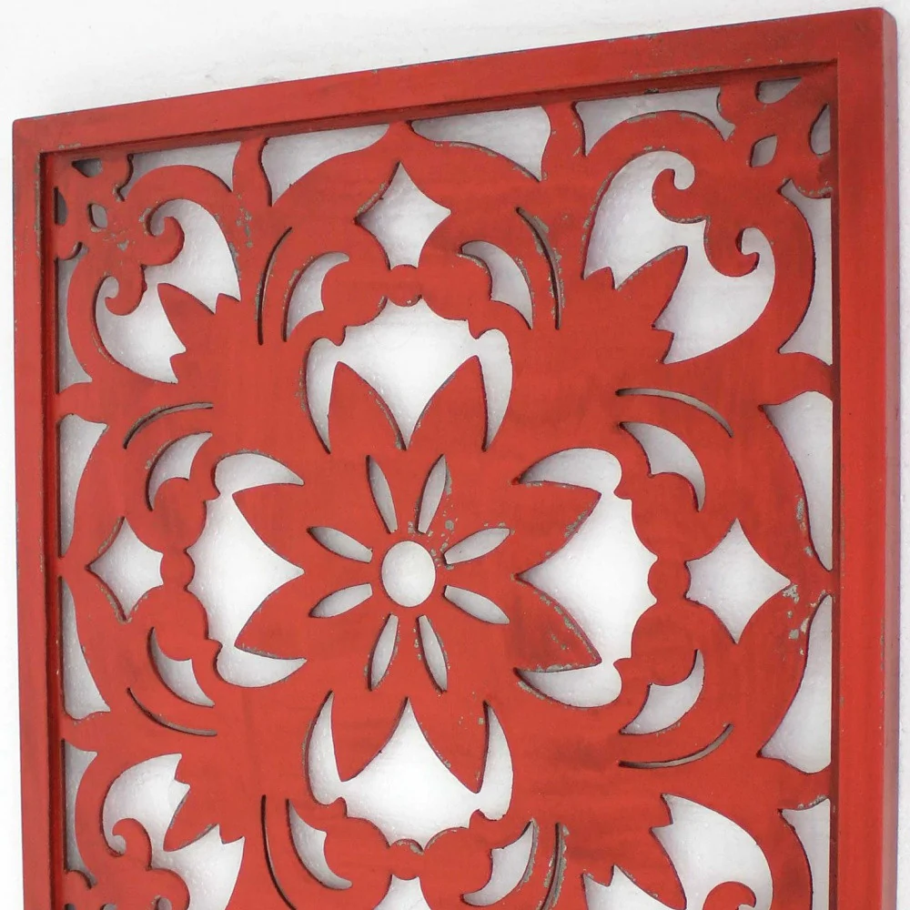Red Vintage Floral - Wall Plaque By Homeroots - Image 4