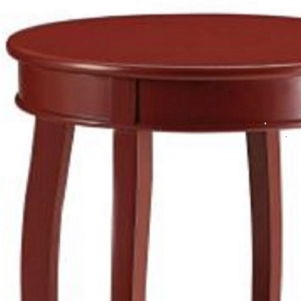 Red Wood Round End Table With Shelf By Homeroots - Image 2