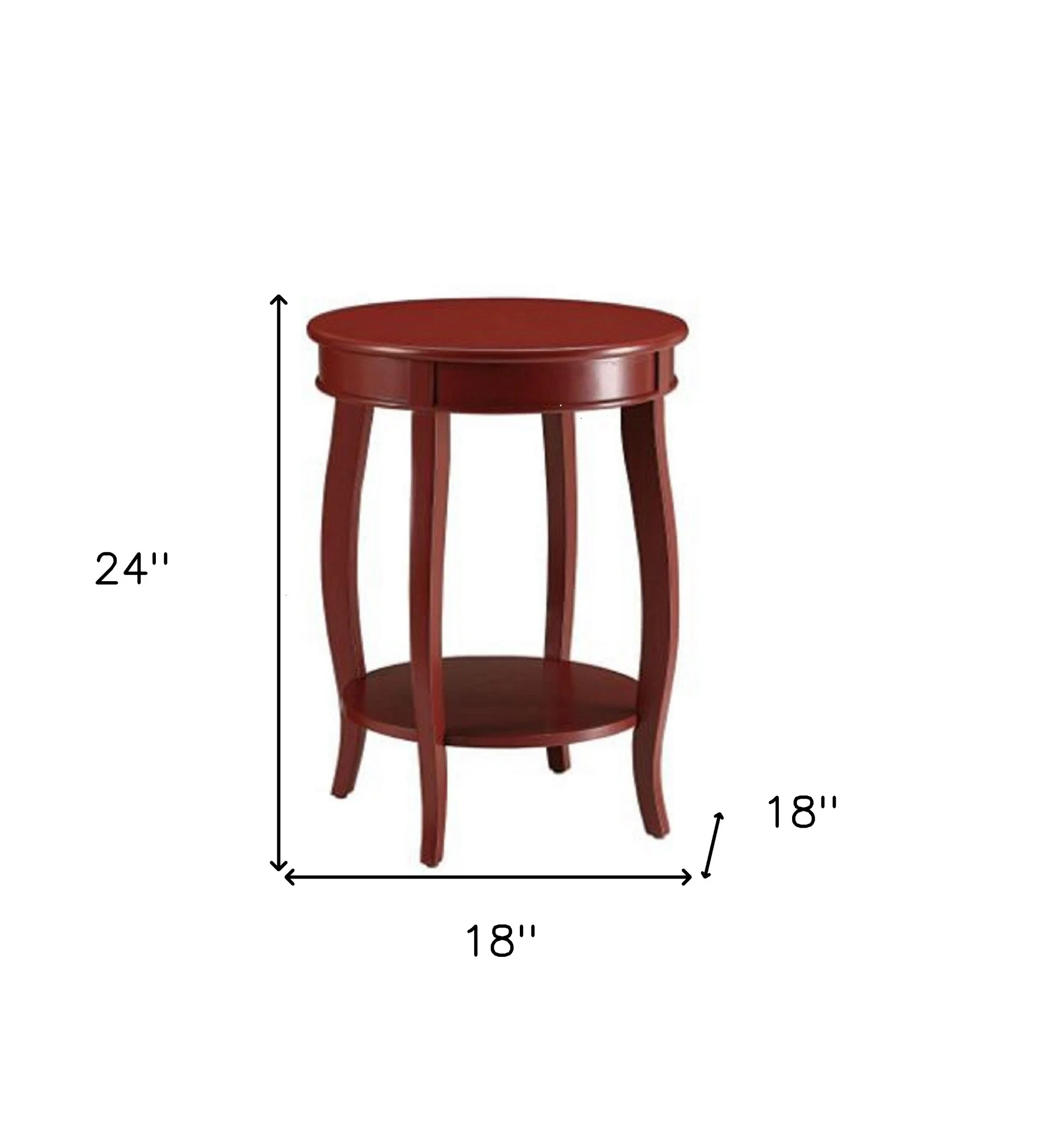 Red Wood Round End Table With Shelf By Homeroots - Image 6