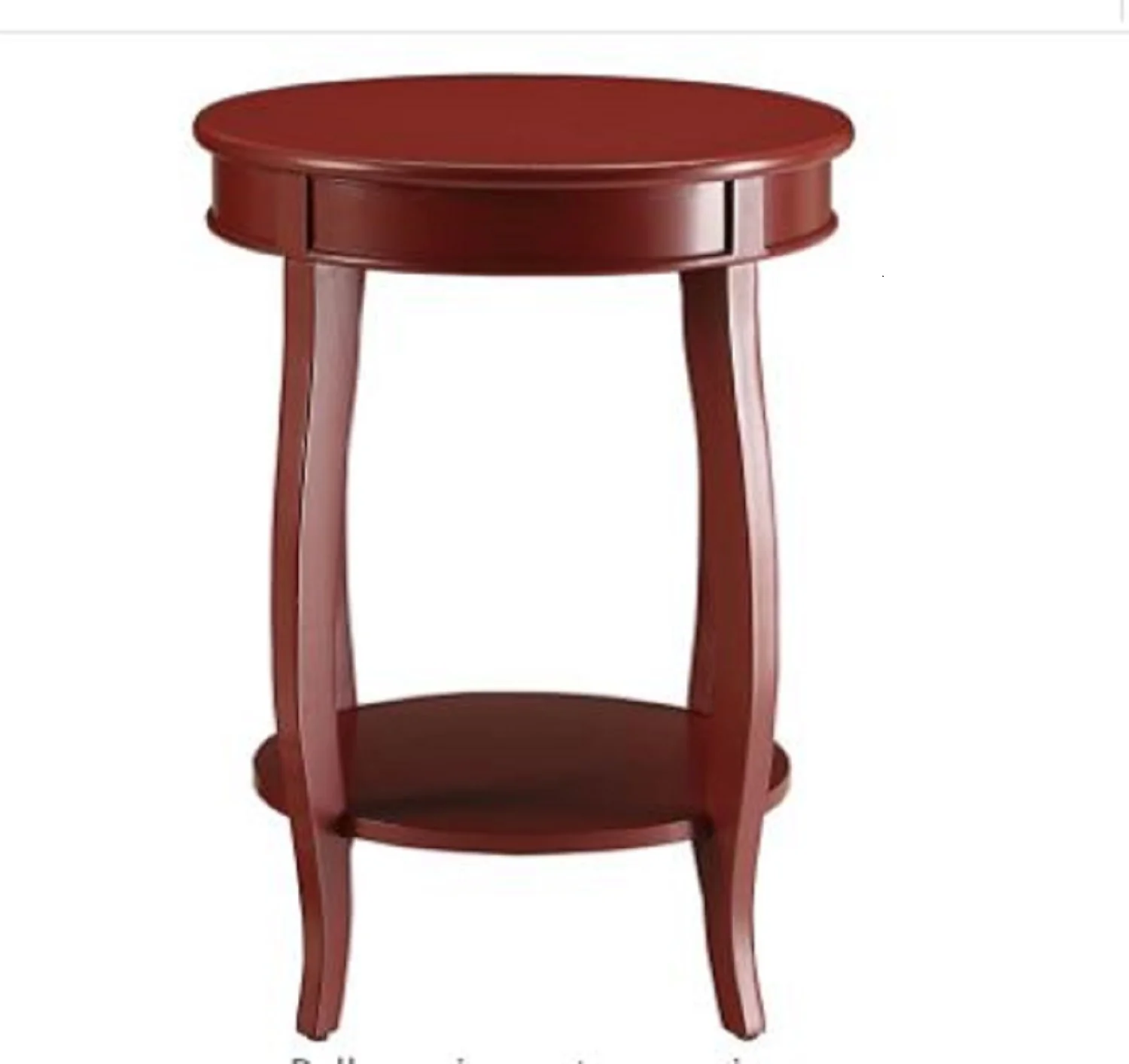 Red Wood Round End Table With Shelf By Homeroots - Image 7
