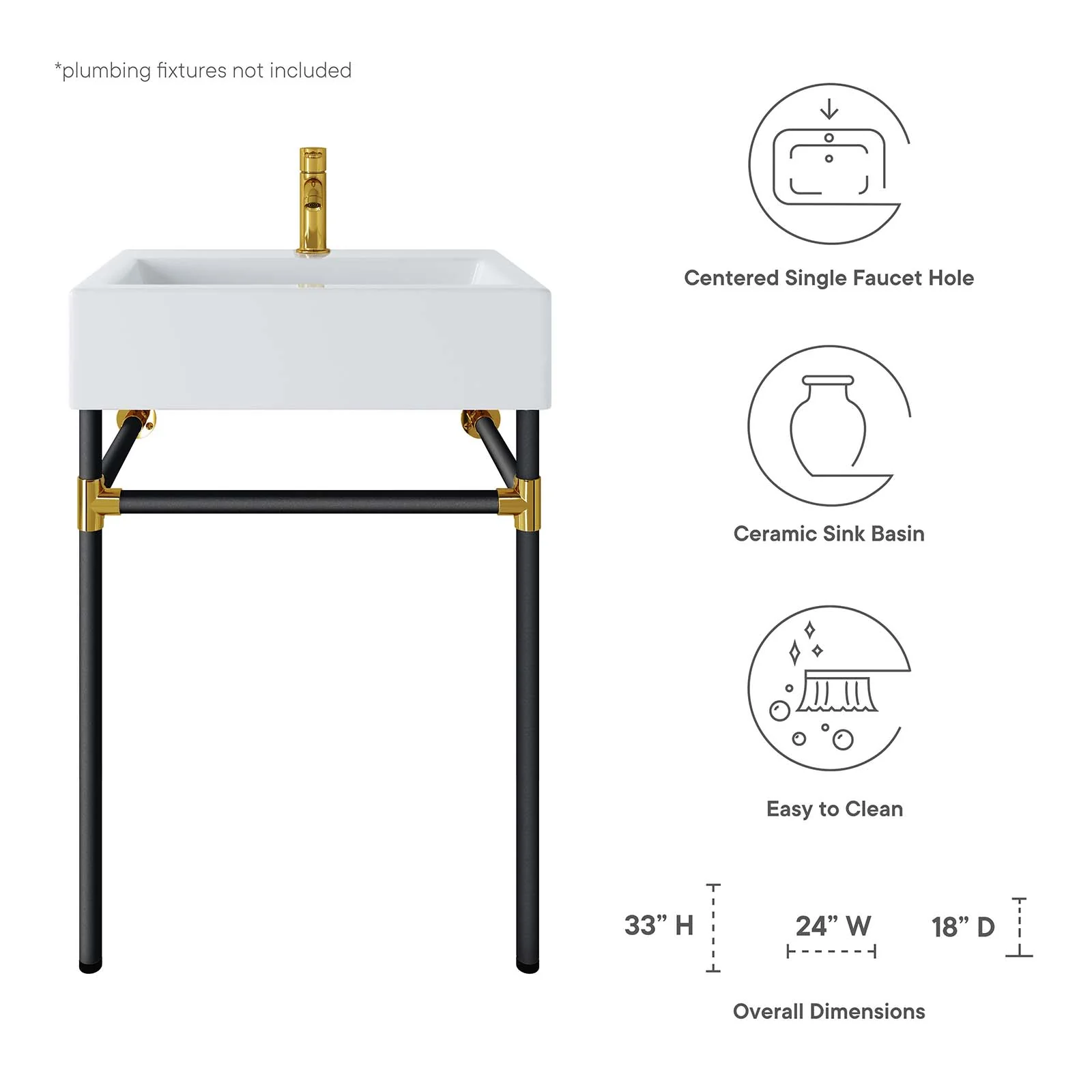 Redeem 24" Wall-Mount Black Stainless Steel Bathroom Vanity By Modway - EEI-5537 - Image 8