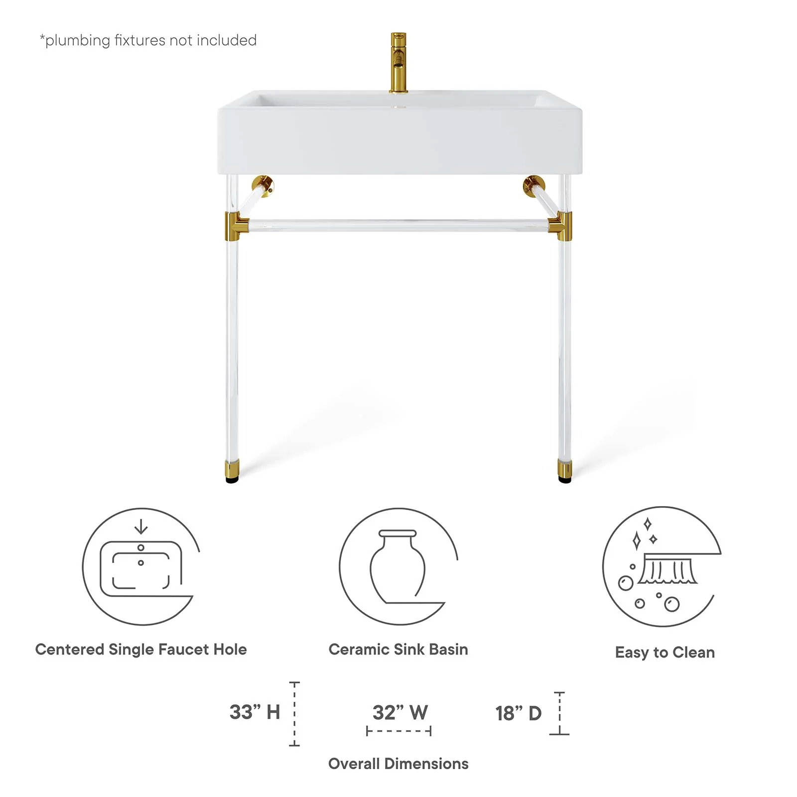 Redeem 32" Acrylic Wall-Mount Bathroom Vanity By Modway - EEI-5539 - Image 8