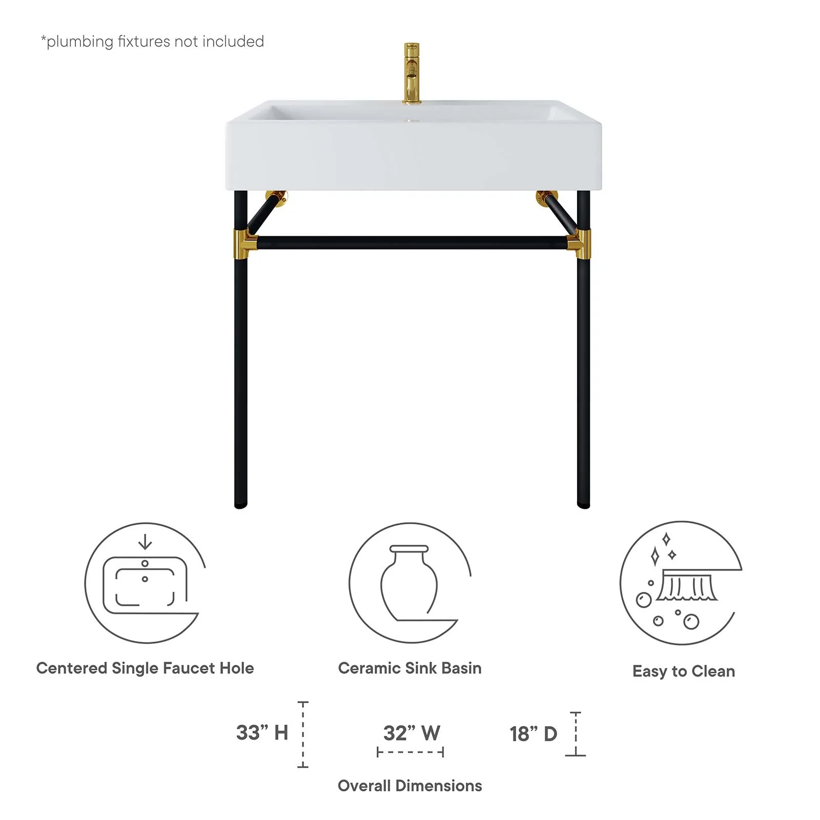Redeem 32" Black Stainless Steel Wall-Mount Bathroom Vanity By Modway - EEI-5541 - Image 8