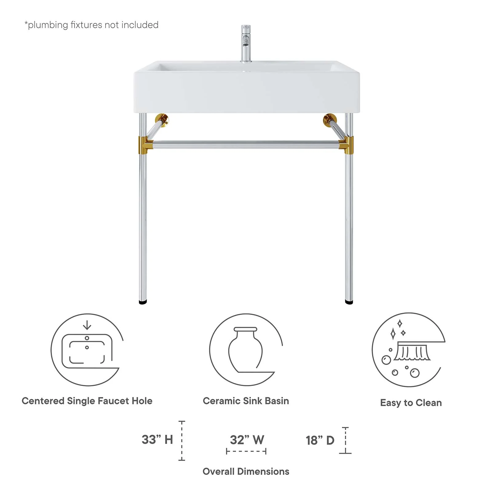 Redeem 32" Silver Stainless Steel Wall-Mount Bathroom Vanity By Modway - EEI-5542 - Image 8