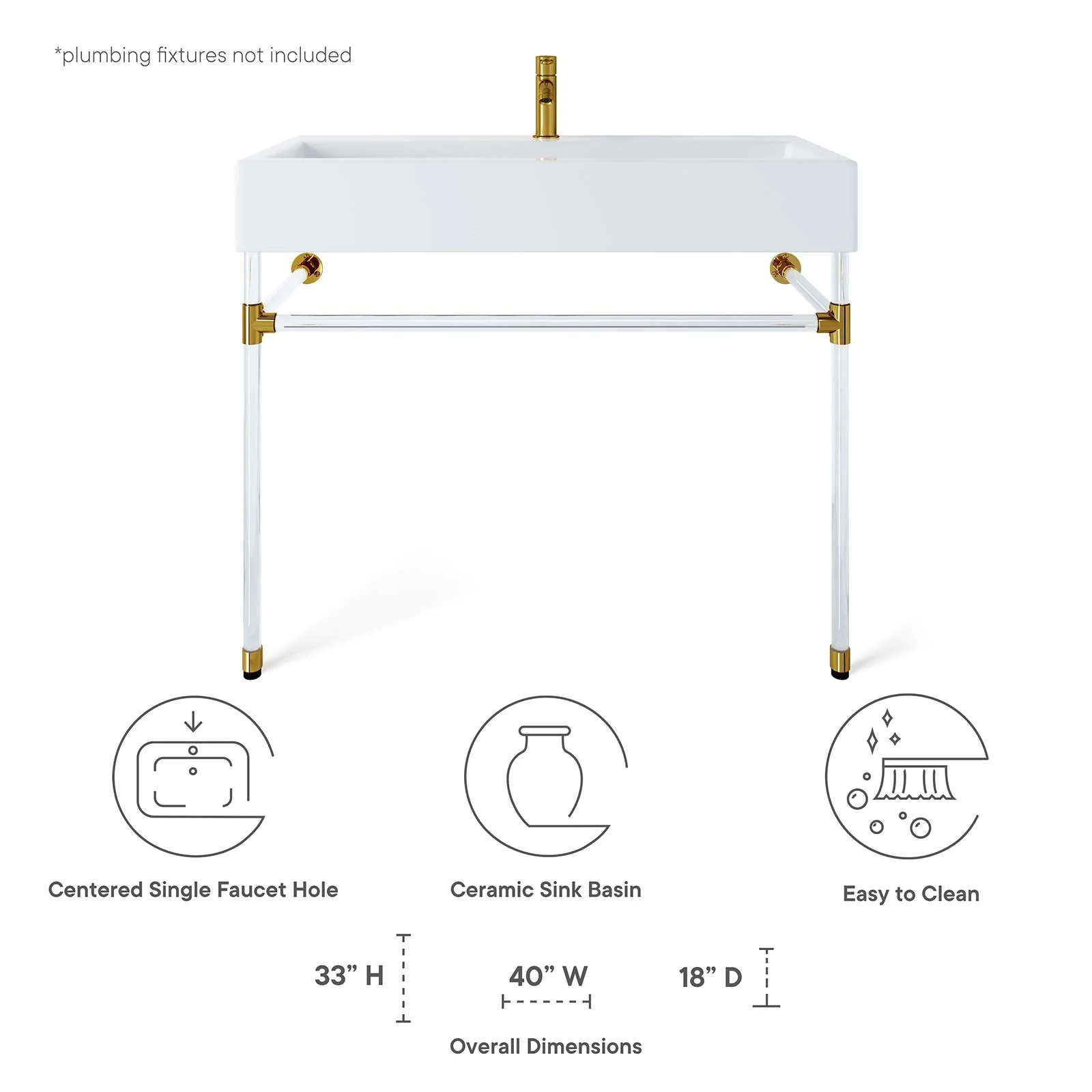 Redeem 40" Acrylic Wall-Mount Bathroom Vanity By Modway - EEI-5543 - Image 7