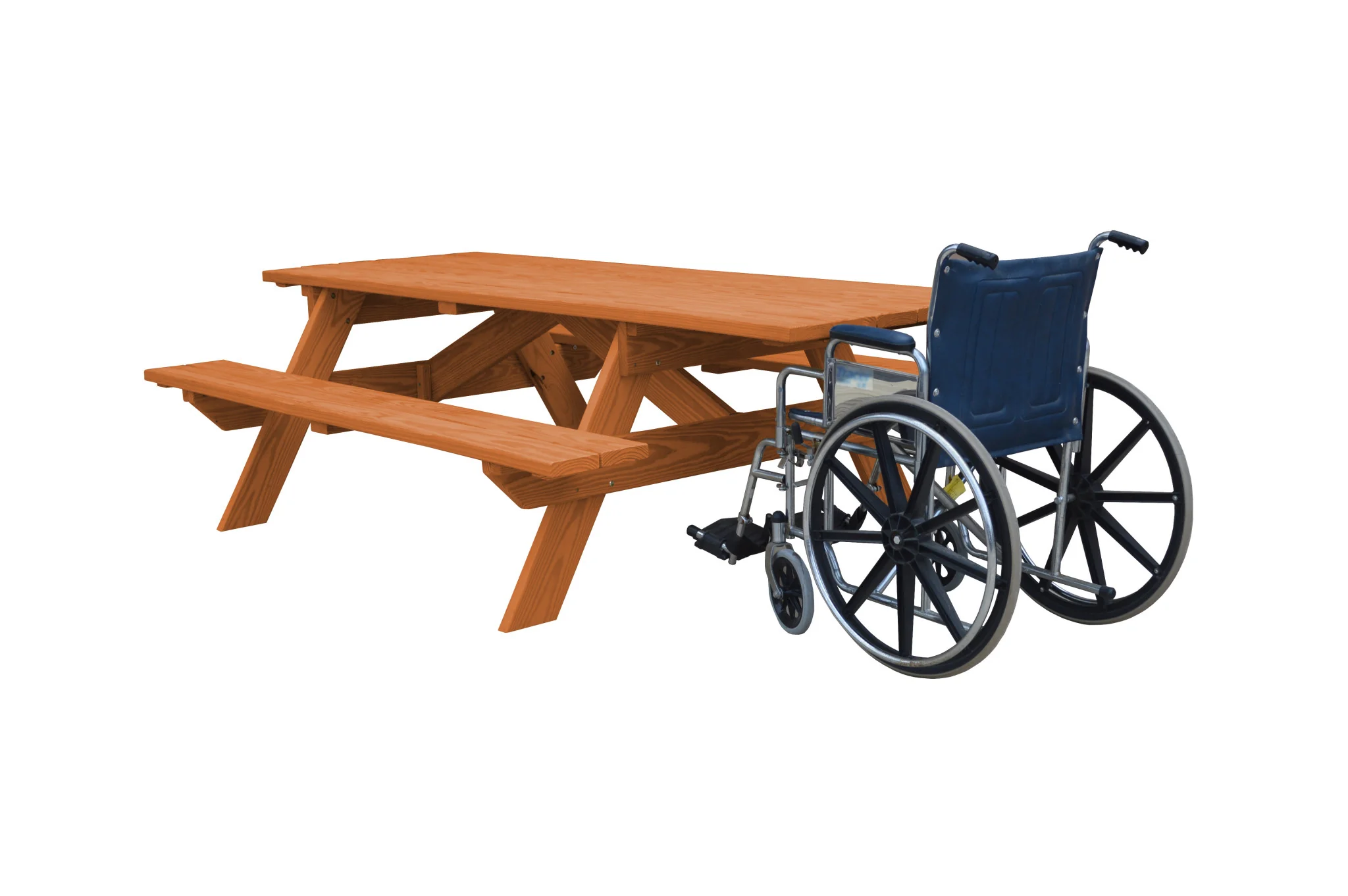 Redwood Solid Wood Outdoor Picnic Table By Homeroots - Image 2