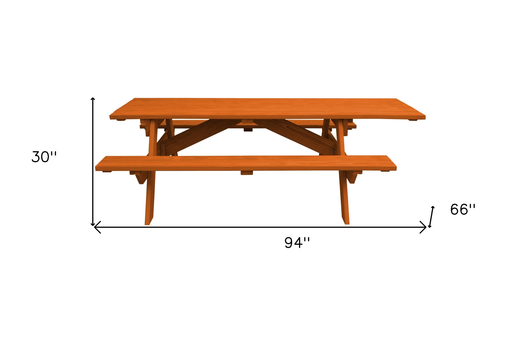 Redwood Solid Wood Outdoor Picnic Table By Homeroots - Image 3