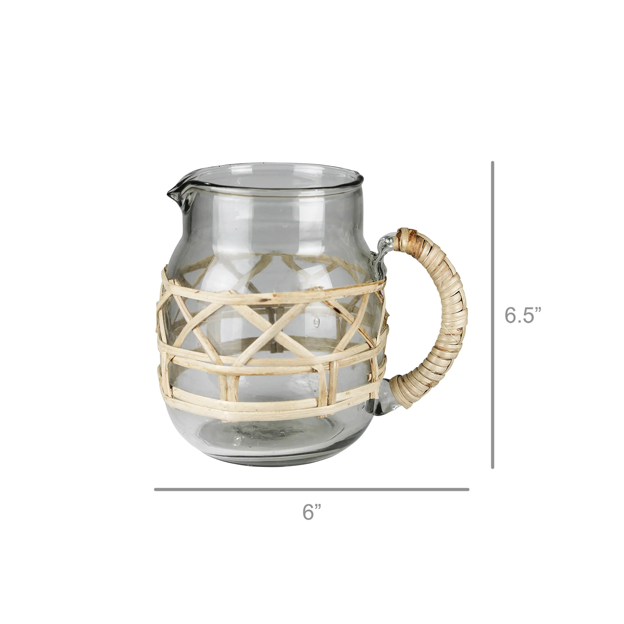 Reed Pitcher, Glass with Rattan Set Of 2 By HomArt - Image 2