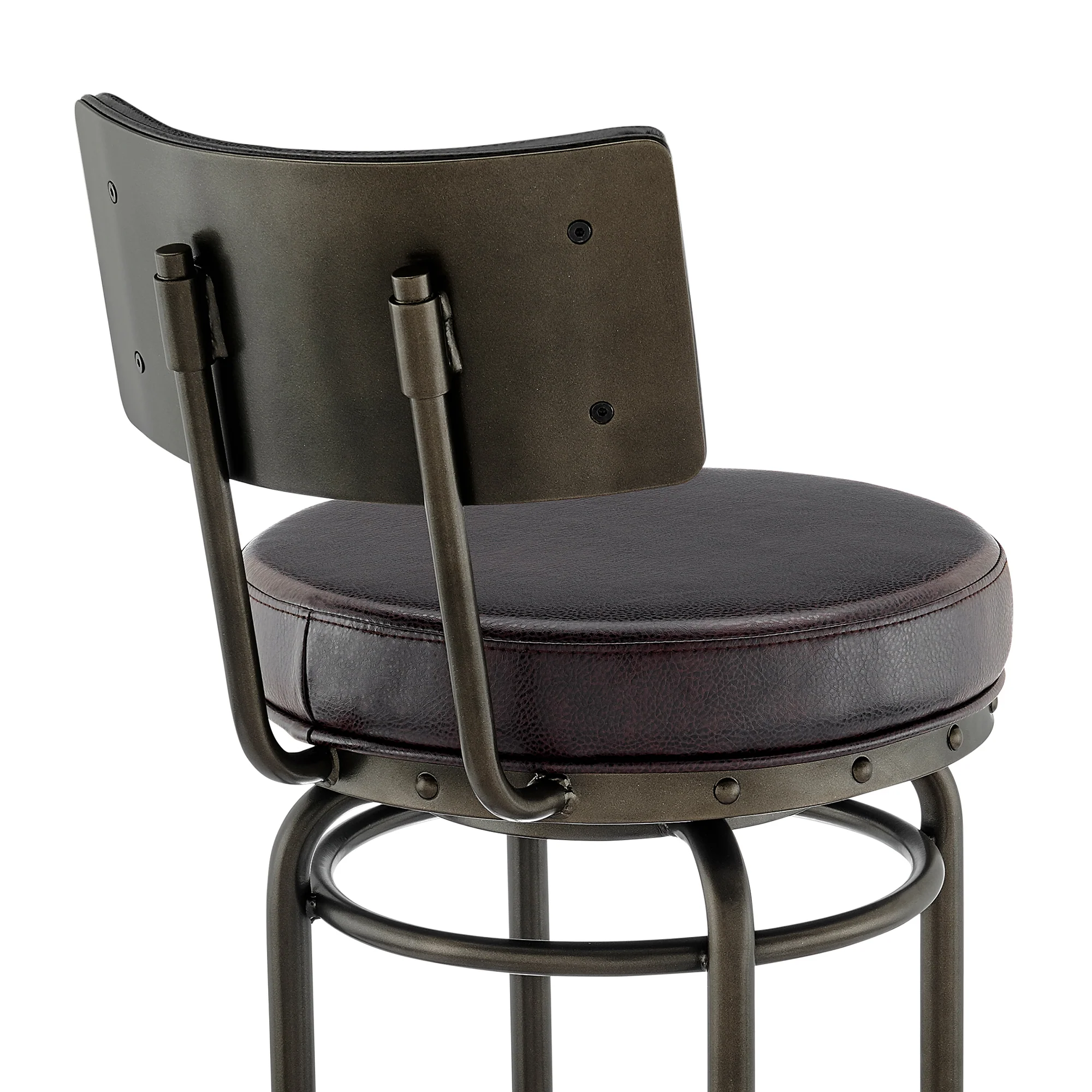 Rees Swivel Counter or Bar Stool in Mocha Finish with Brown Faux Leather By Armen Living - Image 10